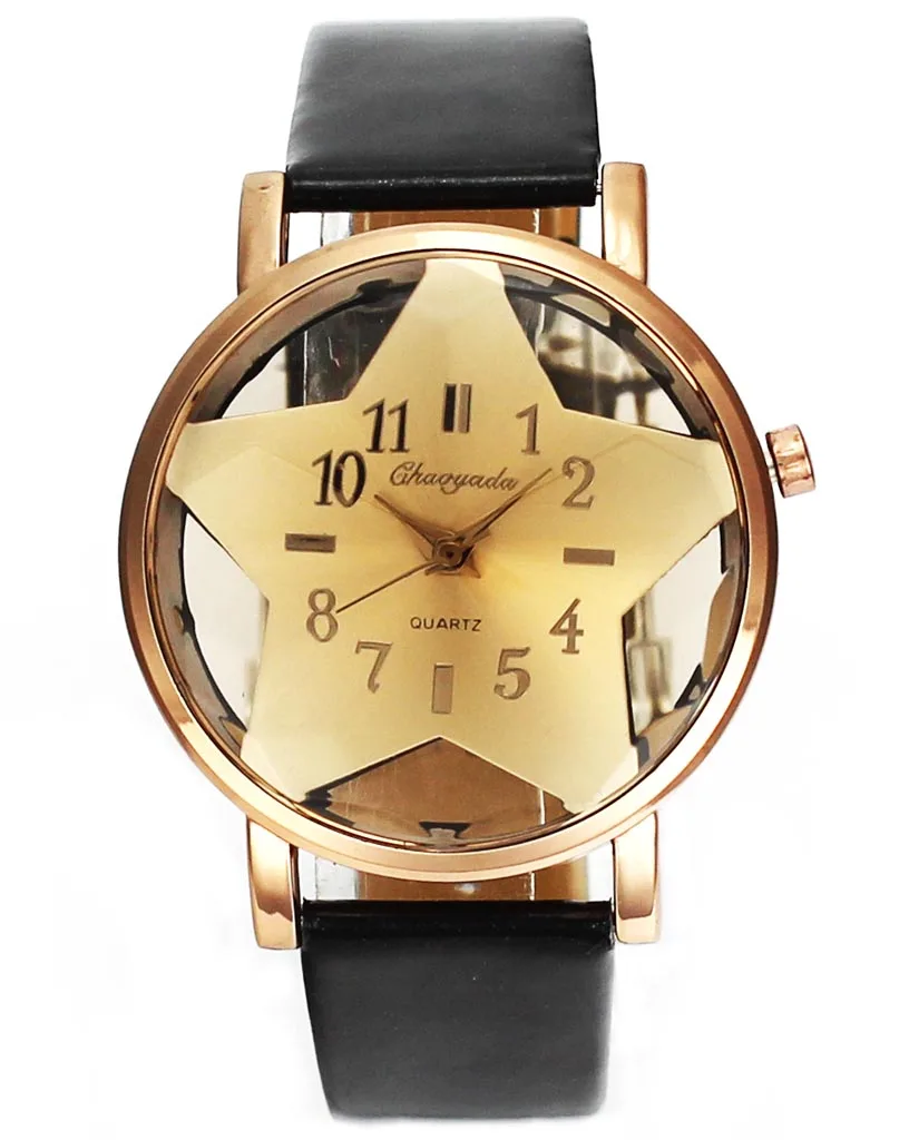 Пять цветов пентаграмма прозрачный циферблат для мужчин и женщин мода