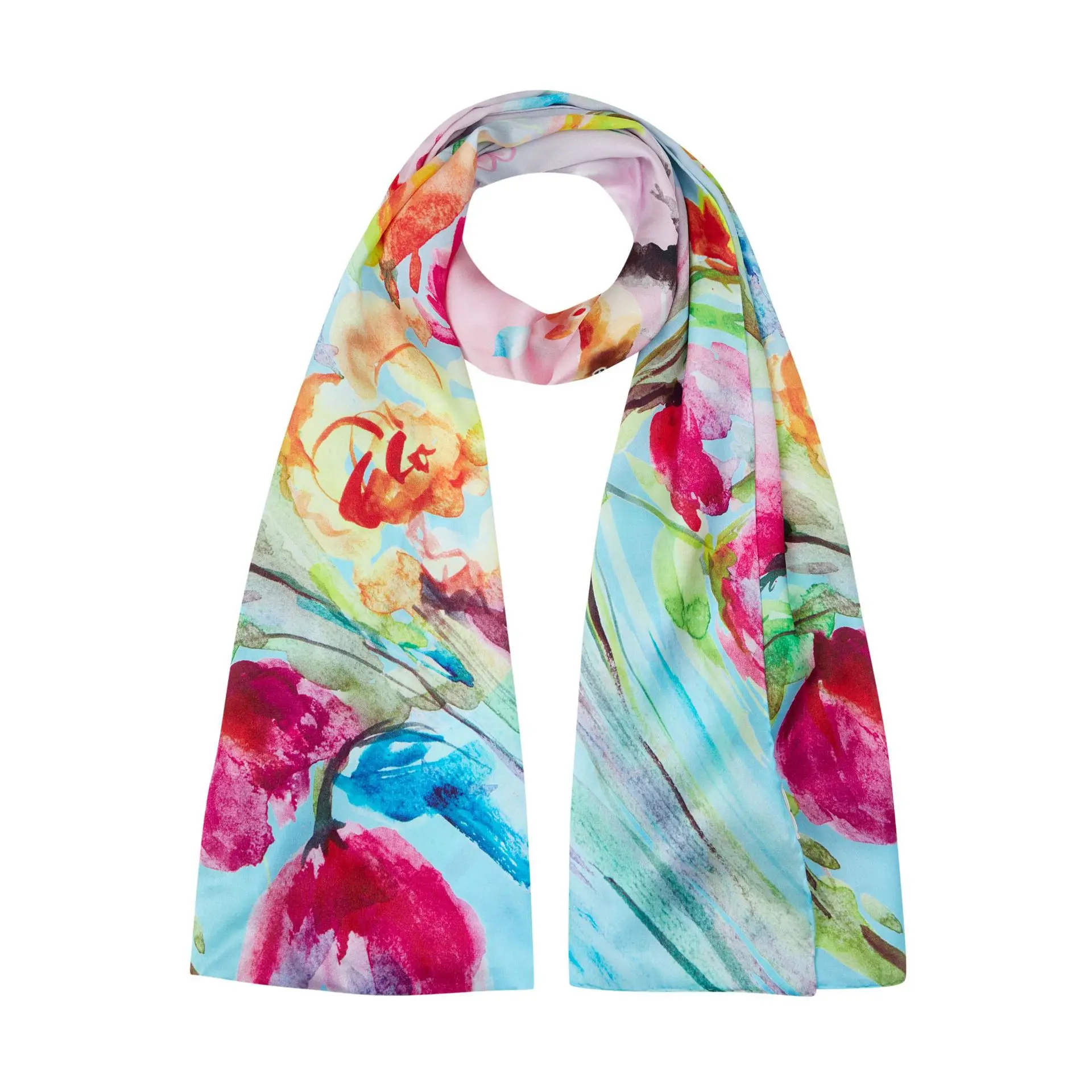 Длинный женский шелковый шарф DANKEYISI Женская шаль модная пляжная из чистого шелка