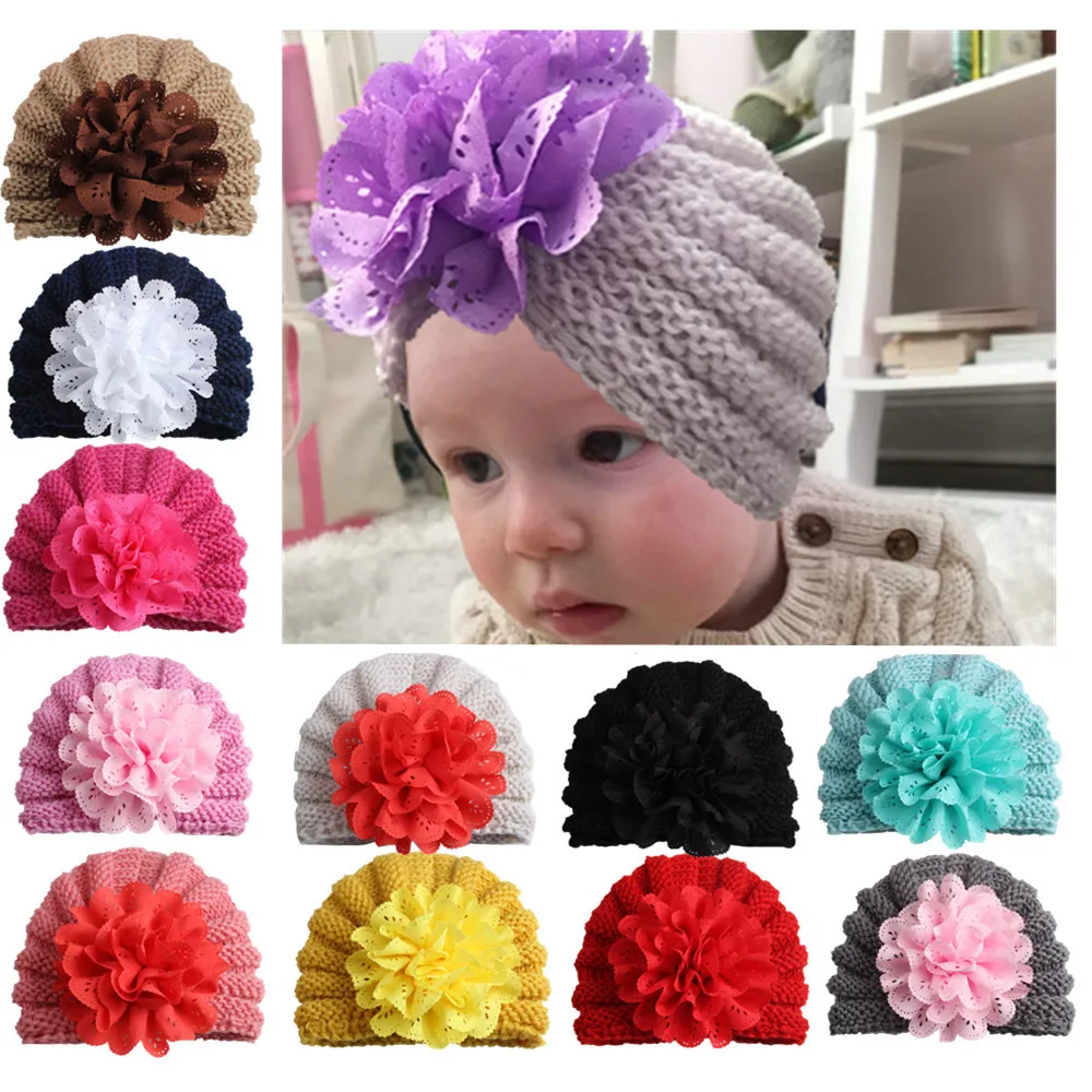 Распродажа 1 шт. 2017 детская шапка вязаная с большим цветком шапка|girls cap|cap girlknitted cap