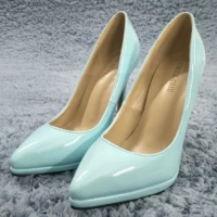 women stiletto thin high heel pumps sexy pointed toe sky blue patent fashion party ball lady shoes 0640b