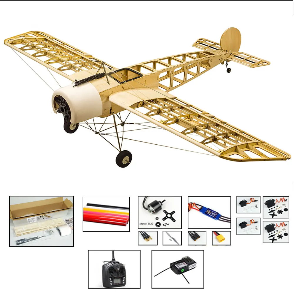 Balsawood модель самолета лазерная резка масштаб Fokker E. III Eindecker WW1 истребитель лазерная резка набор из пробкового дерева 1520 мм(6") строительный комплект дерево - Цвет: S2404B-R2