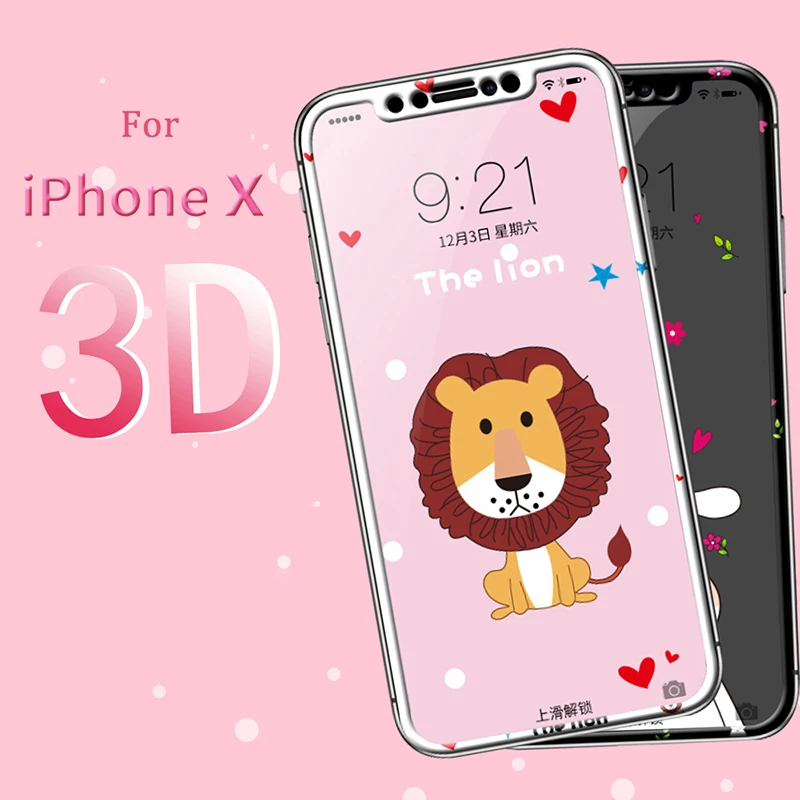 Для iphone x 3D стекло протектор экрана ультра-тонкий прекрасный мультфильм против