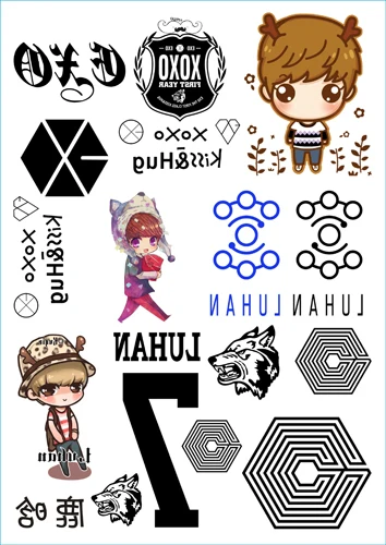 2014 Новинка 5 шт. 1 лот EXO волк временные татуировки наклейки Body лица Arm Поклонники