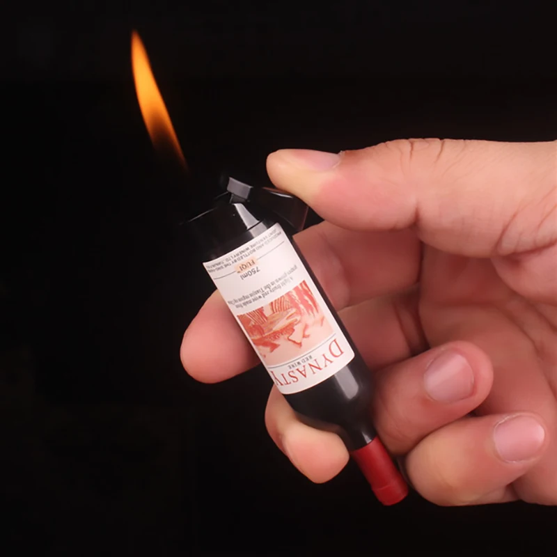 Стиль аксессуары для сигарет газовые зажигалки с бутаном бутылка Красного вина форма сувенирная зажигалка