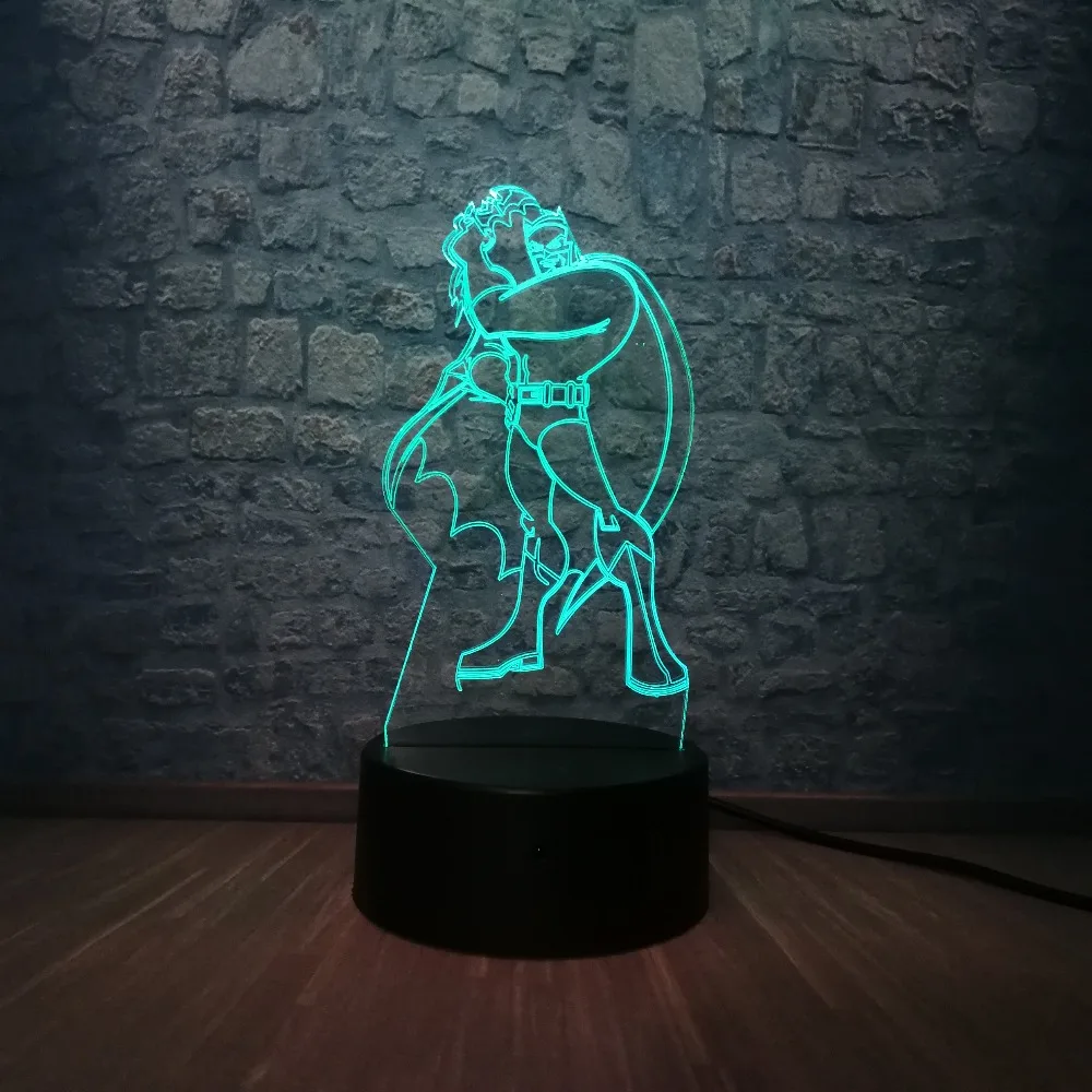 Marvel мультяшный рисунок Бэтмен 3D светодиодный светильник RGB Blub 7 цветов ночной