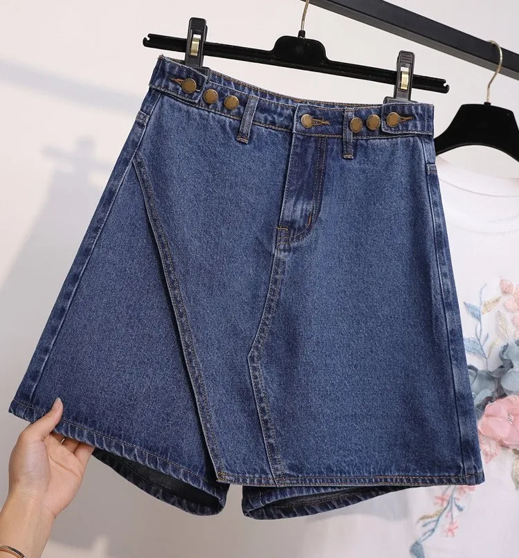 Модные большие размеры 5XL джинсовые шорты женские с высокой талией поддельные два джинсы Pieces брюки женские свободные джинсы повседневные шорты G350