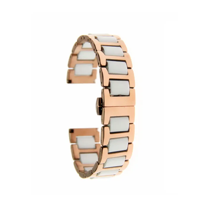 white and rose gold Аксессуары для Apple Watch Iwatch ремешок 42 40 44 мм серия 3 4 5 розовое золото черный белый нержавеющая сталь серебро и керамические полосы - Цвет ремешка: white and rose gold