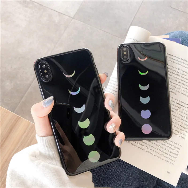 Красочный лазер Лунное Затмение чехол для телефона iphone XS Max XR блестящие Мягкий