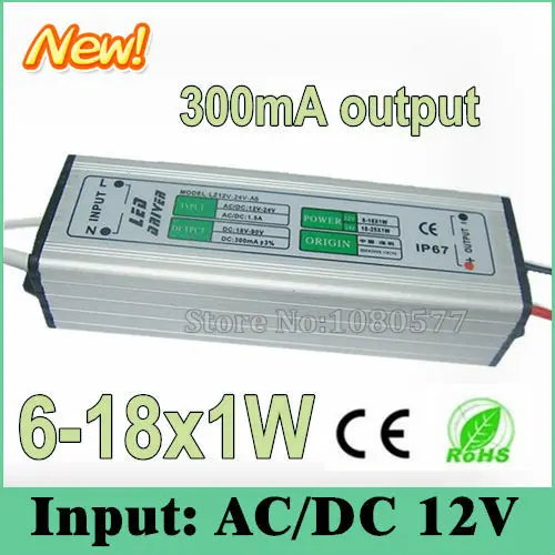 

10pcs Waterproof LED driver 300mA AC/DC12V 6w 7w 9w 10w 12w 15w 18w 6-18x1W Constant Current drivers For LED Lighting