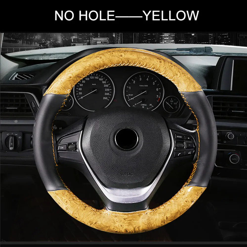 no hole-yellow Модные спортивные сшитые вручную чехлы на руль Роскошные автомобильные ручки Нескользящие износостойкие покрывала на руль с кристаллами персикового цвета - Название цвета: no hole-yellow