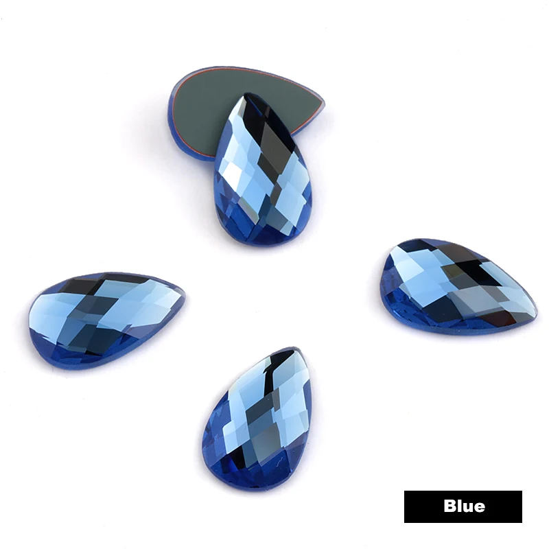 blue QIAO Высокое качество 6*16 мм 10*14 мм 11*18 мм без горячей фиксации Flatback паста Стразы Кристалл Стекло Камни для украшения одежды - Цвет: blue