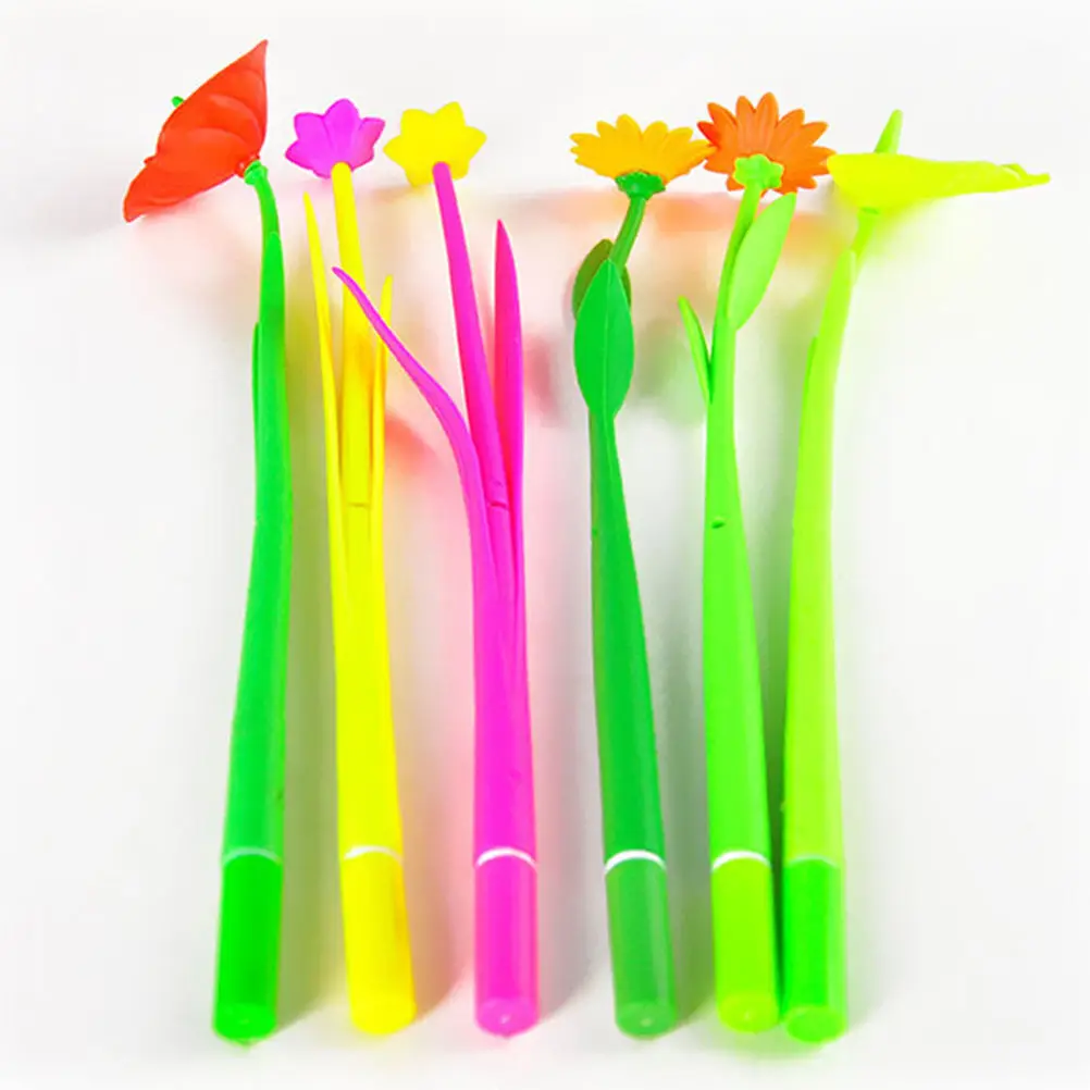 

1Pcs Black Ink Bloom Floral Flowers Gel Pen Design Ballpoint Pens For Kids Stationery Goods for School Supplies Drawing Toys