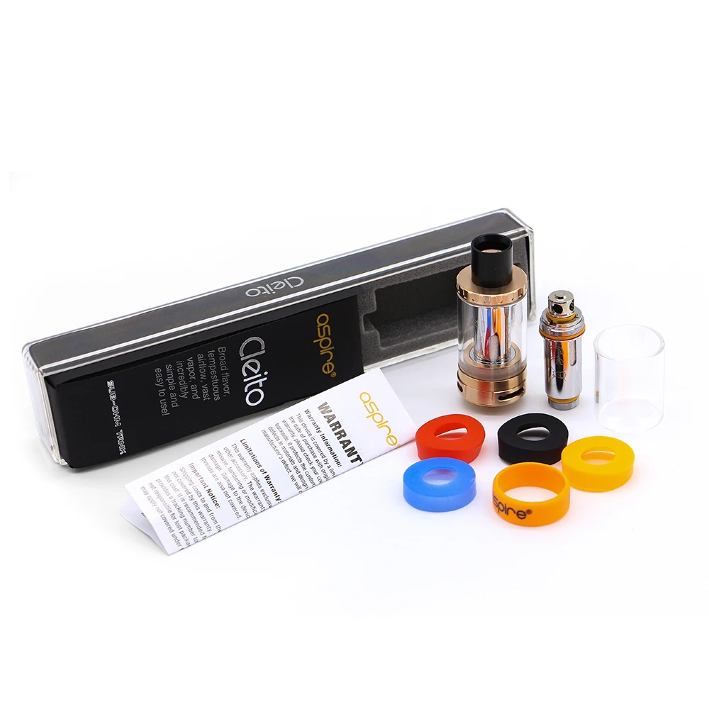 Оригинальный атомайзер Aspire Cleito Sub Ohm Tank e cig поставляется с заменяемым стеклом и