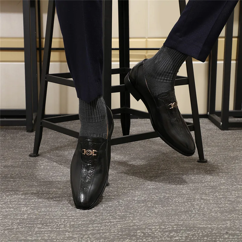 Italian Designer Luxury Slip On Men Loafers Shoes Casual Business Office Work Genuine Leather Black Brown Size 39-46 | Обувь