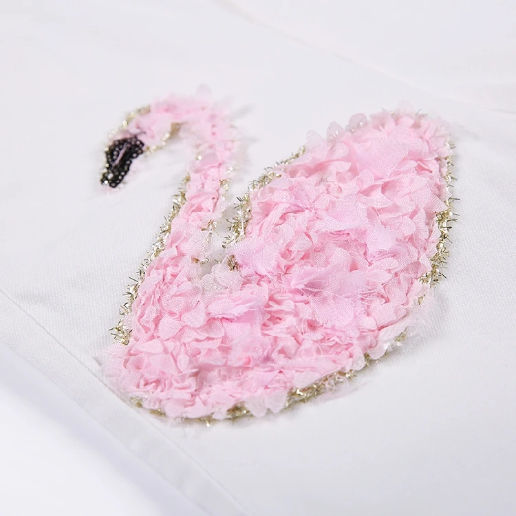 Новые весенне-летние модные женские джинсовые брюки с вышивкой лебедя белые