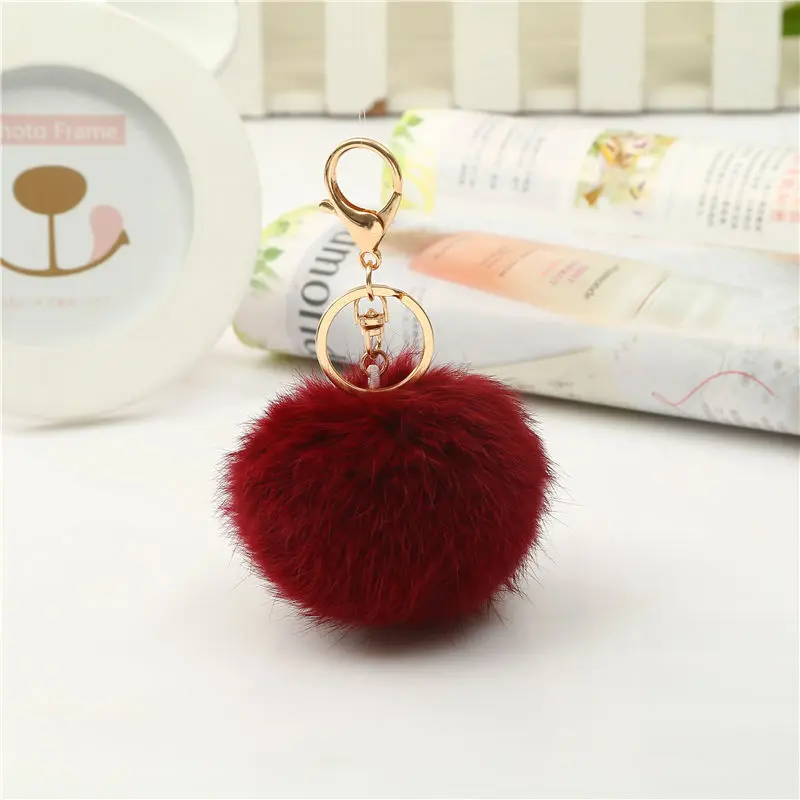 Лидер продаж брелок для ключей с мехом Помпона модный шариком из натурального