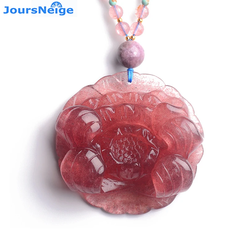 

Ожерелье-цепочка женское с подвесками из натурального красного клубничного хрусталя ручной работы