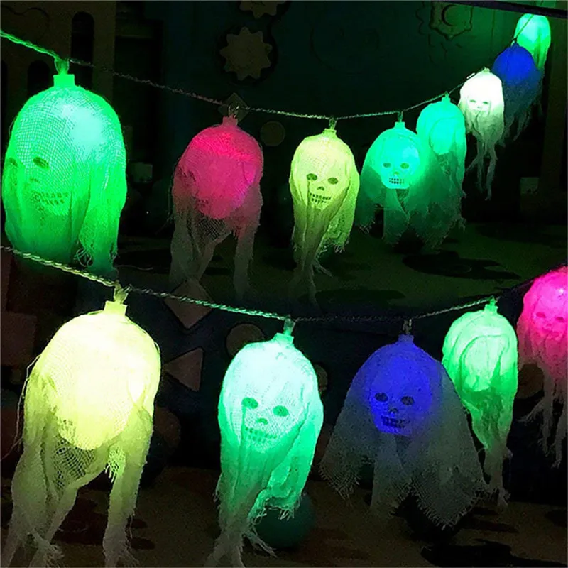 10 светодиодов декоративная гирлянсветильник на Хэллоуин с черепом для ночного