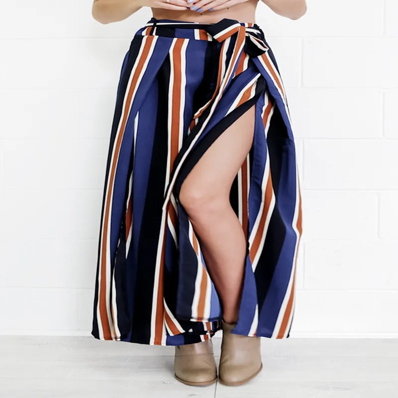 2019 летние полосатые свободные шифоновые брюки досуг время на каникулы
