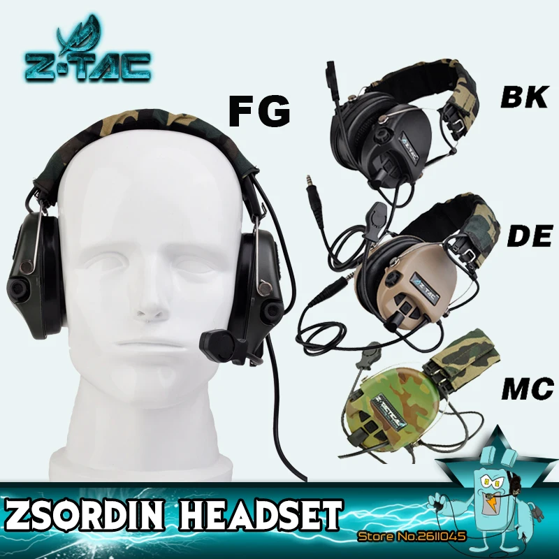 Z-TAC  Shooting Tactical Headphones Sordin Active Pickup Noise Canceling  Airsoft Tactical Headset For Walkie-talkie Z111