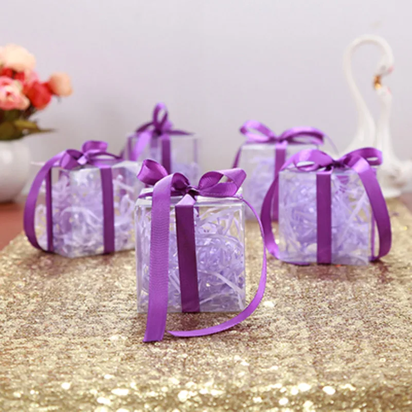 

2017 New 8*8*8cm Candy Box Comes With Grosgrain Ribbon /Cupcake Boxes Packing Gifts & Crafts Event Parties Baby Shower Cake Box