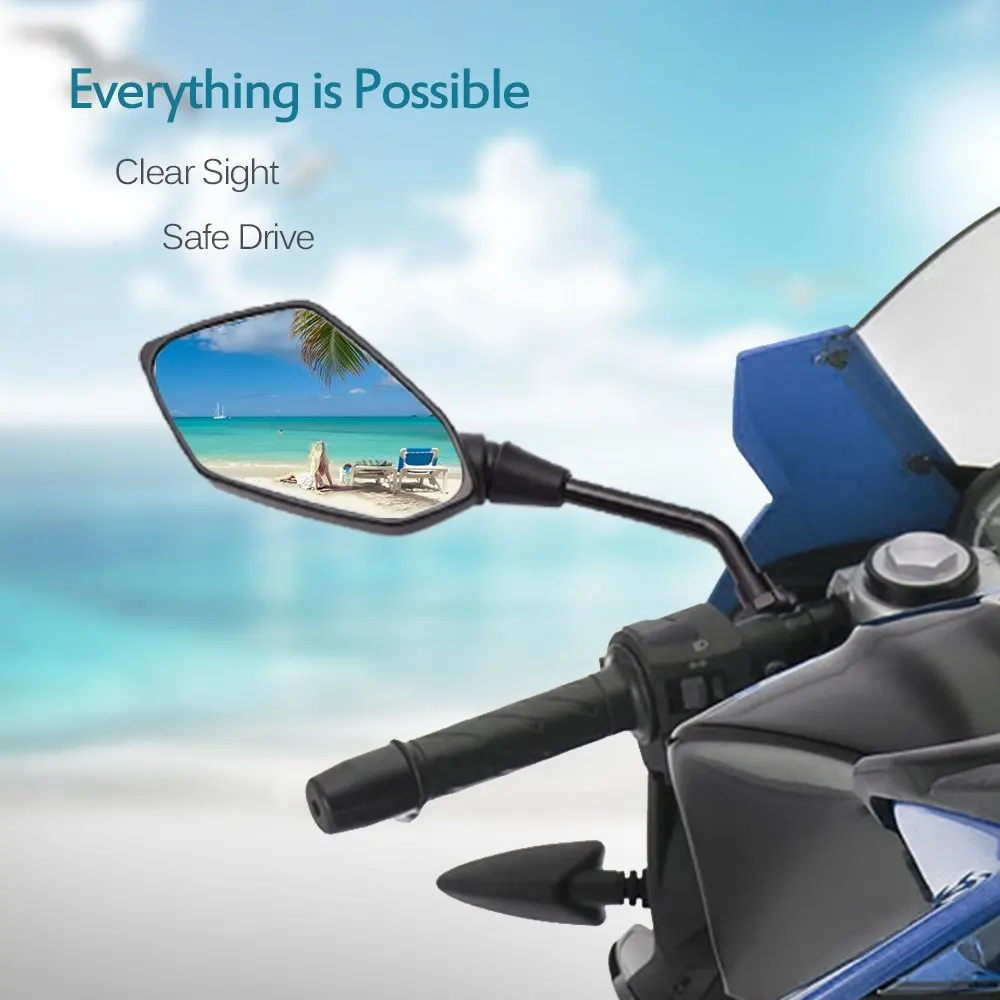

22mm Universal Motorcycle Convex Rear View Mirror with 2 Handle Bar Mount Clamp for Cruiser Streetcar Motorcycle Accessories