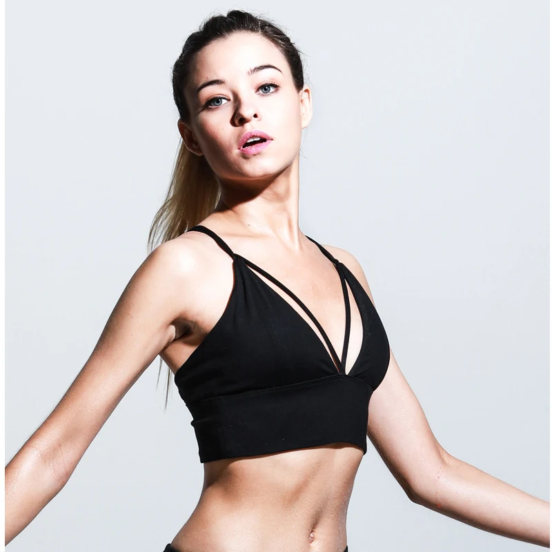 Женский спортивный бюстгальтер для фитнеса йоги пуш-ап с V-образным вырезом |