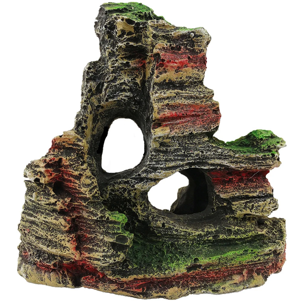 Home Aquarium Rockery Ornament Mountain Cave Fish Tank Landscape Decor Accessories | Дом и сад