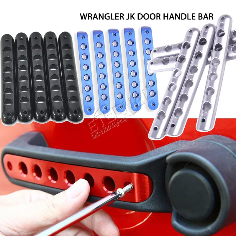 

5 шт./компл., черная хромированная синяя алюминиевая дверная ручка, поручневая накладка, отделка, автомобильный Стайлинг для 4x4 внедорожника ...