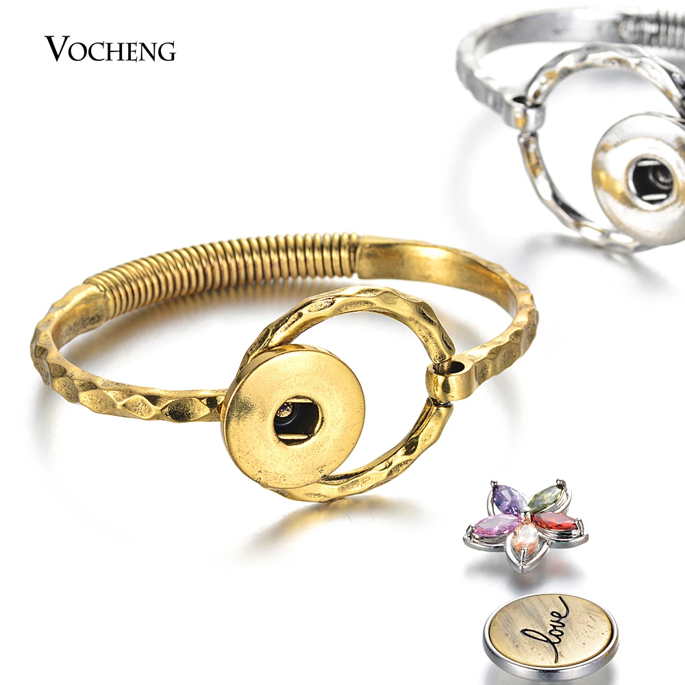 

Vintage Gingersnaps Jewelry Open Bangles Circle Ring Link with Spring fit 18mm Snap Charms Mother's Day Gift NN-724