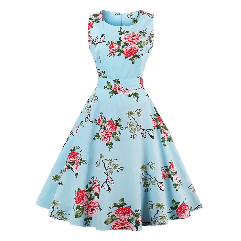 MoYan Flamingo Print Summer Dress Women 2018 Sleeveless Swing 50s Hepburn Vintage Tunic Ukraine Party Dresses Sundress | Женская одежда