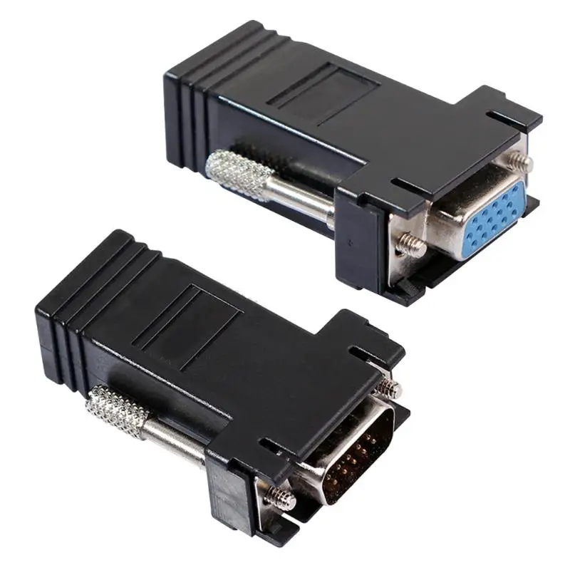 

VGA Extender Connector Plug Female/Male to Lan Cat5 Cat5e/6 RJ45 Ethernet Female Adapter Converter Connector Plugs for Computer