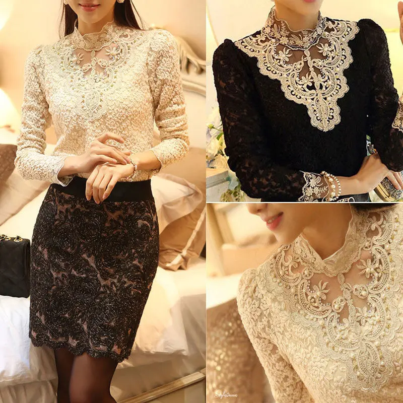 Кружевная рубашка женская одежда Blusas Femininas блузка и 2017 новые модные женские топы