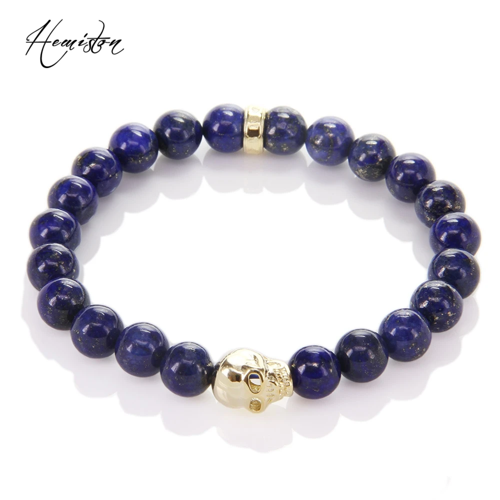 Томас Lapis из бисера и с золотой отделкой принтом череп эластичный браслет Glam Jewelry