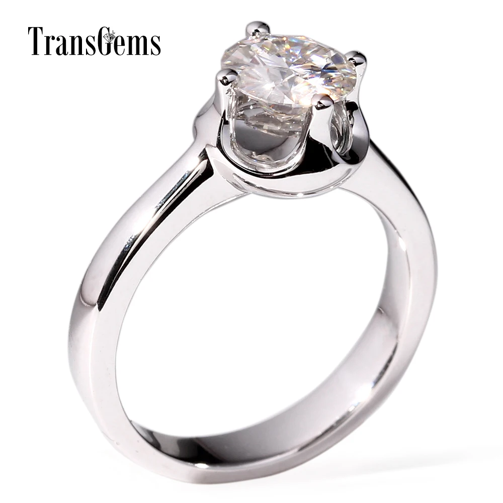 Женское Обручальное Кольцо Transgems Классическое однотонное Белое золото 14 к 585 1ct 6 5