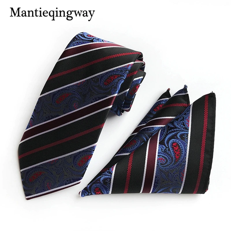 Mantieqingway для мужчин набор галстуков шеи деловые костюмы галстуки носовые платки