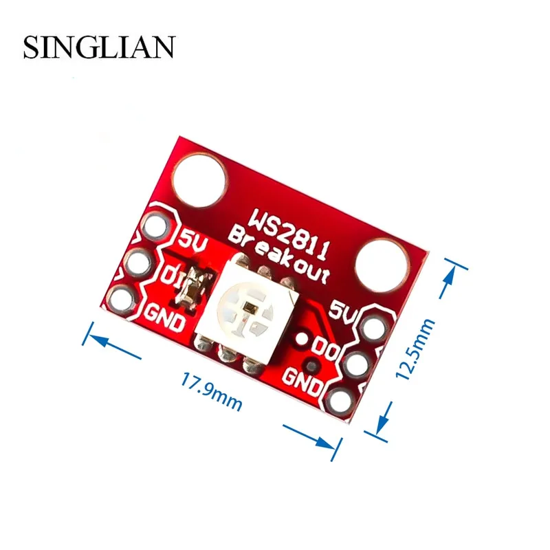 5 шт./лот RGB LED Breakout WS2812 Модуль цветной лампы Однолинейный интерфейс полноцветная