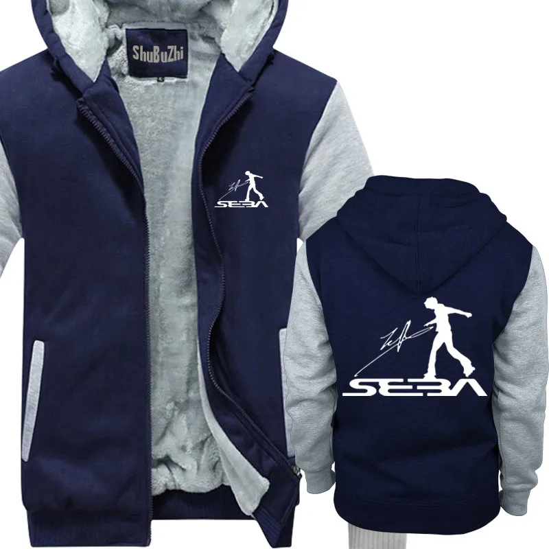 Мода SEBA Толстая флисовая hoodiess Мужская одежда для скейтборда Мужская Толстая куртка мужская Толстовка теплые толстовки зимняя куртка пальто - Цвет: navy grey