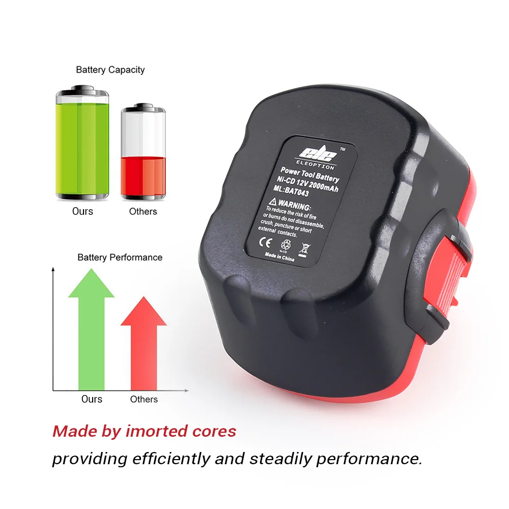 Аккумулятор ELEOPTION для BOSCH GSR 12 В 2 шт. А · ч Ni CD GLI AHS GSB GS4R PSR 12VE BAT043 BAT045 BAT046 BAT049 BAT120
