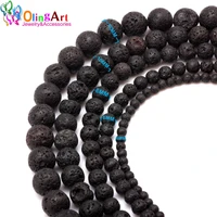 olingart black lava beads natural volcanic rock stone beads loose 4681012mm 160100803015pcs diy handmade jewelry making