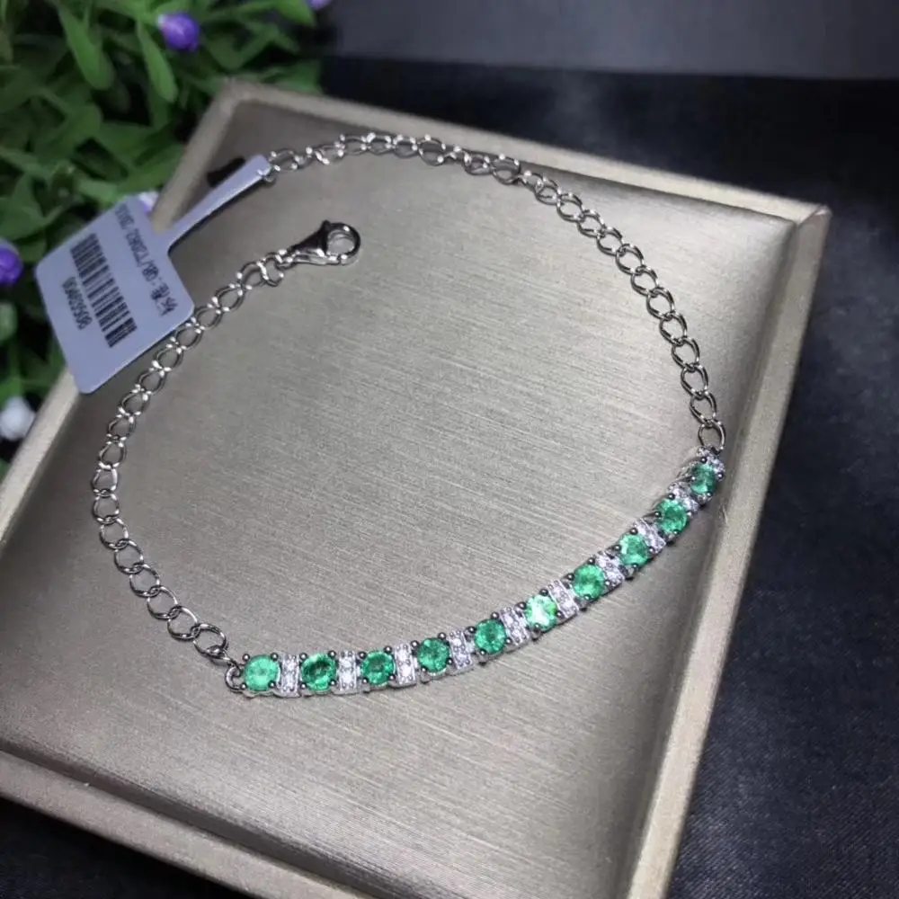 new style charming green emerald gemstone bracelet for women with silver 3