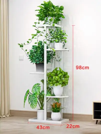 C Flower shelf indoor home multi-layer wrought iron flower pot rack balcony rack floor-standing living room rack plant rack - Цвет: C