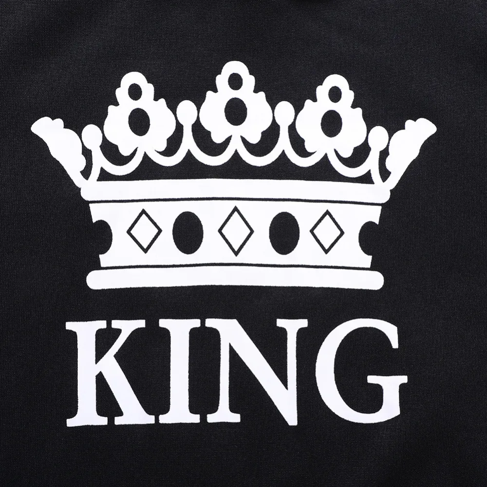 2018 Новый Для женщин мужчин толстовки King queen печатных Толстовка Любители Пары