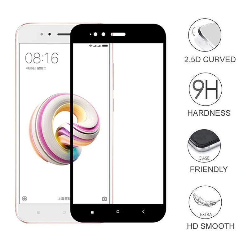 2.5D 9H полное покрытие закаленное стекло для Xiaomi Mi 6 5S Plus A1 Защитная пленка экрана 5X