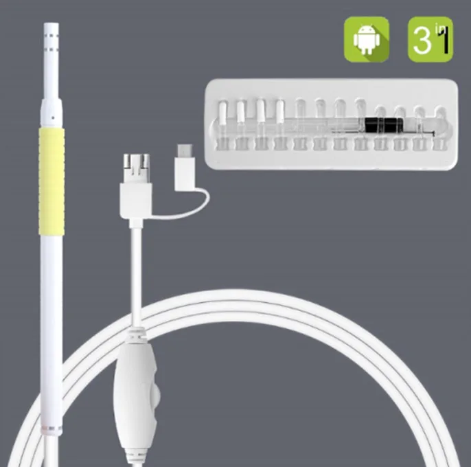 1.3MP Yellow USB эндоскоп камера 1.3MP мини визуальная Ушная Чистящая ложка отоскоп медицинский нос эндоскоп для Android PC забота о здоровье - Цвет: 1.3MP Yellow