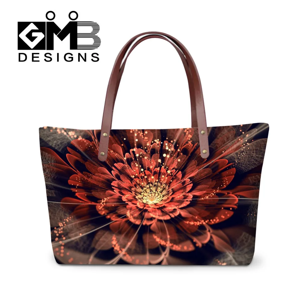 Модные дизайнерские сумки с блестящим цветочным 3D принтом вместительные женские