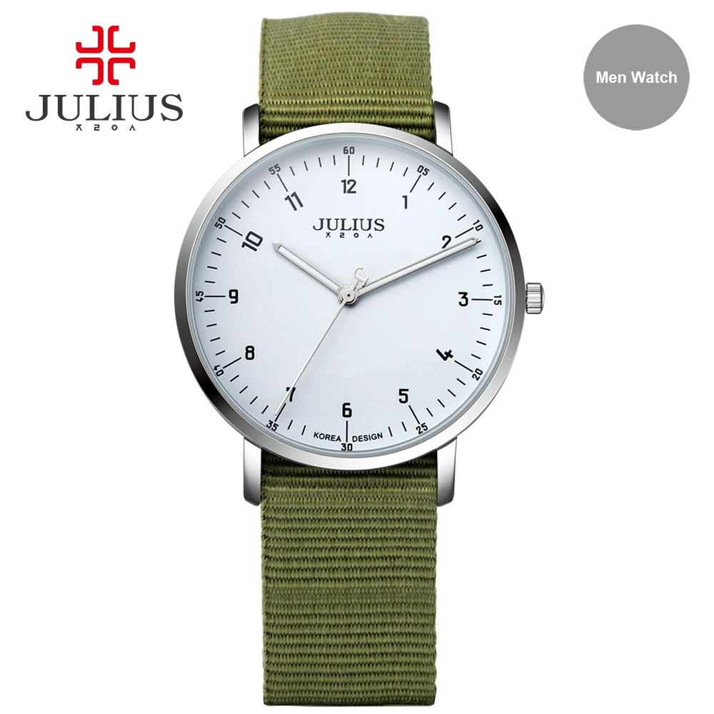

JULIUS Fashion Sports Men's Wrist Watches NATO Nylon Watchband Top Luxury Brand Male Geneva Quartz Clock 2017 New Boy JA-914