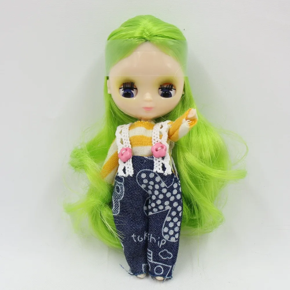 Наряды для 10 см мини Blyth Doll горчичная полосатая рубашка с комбинезоном, только одежда, без куклы