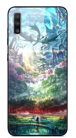 Арбузно-красный Чехол для samsung A70, жесткая задняя крышка из закаленного стекла с рисунком для samsung Galaxy A70 A50 A80 A40 A30 A10 A 70, мягкий чехол из ТПУ - Цвет: Арбузно-красный