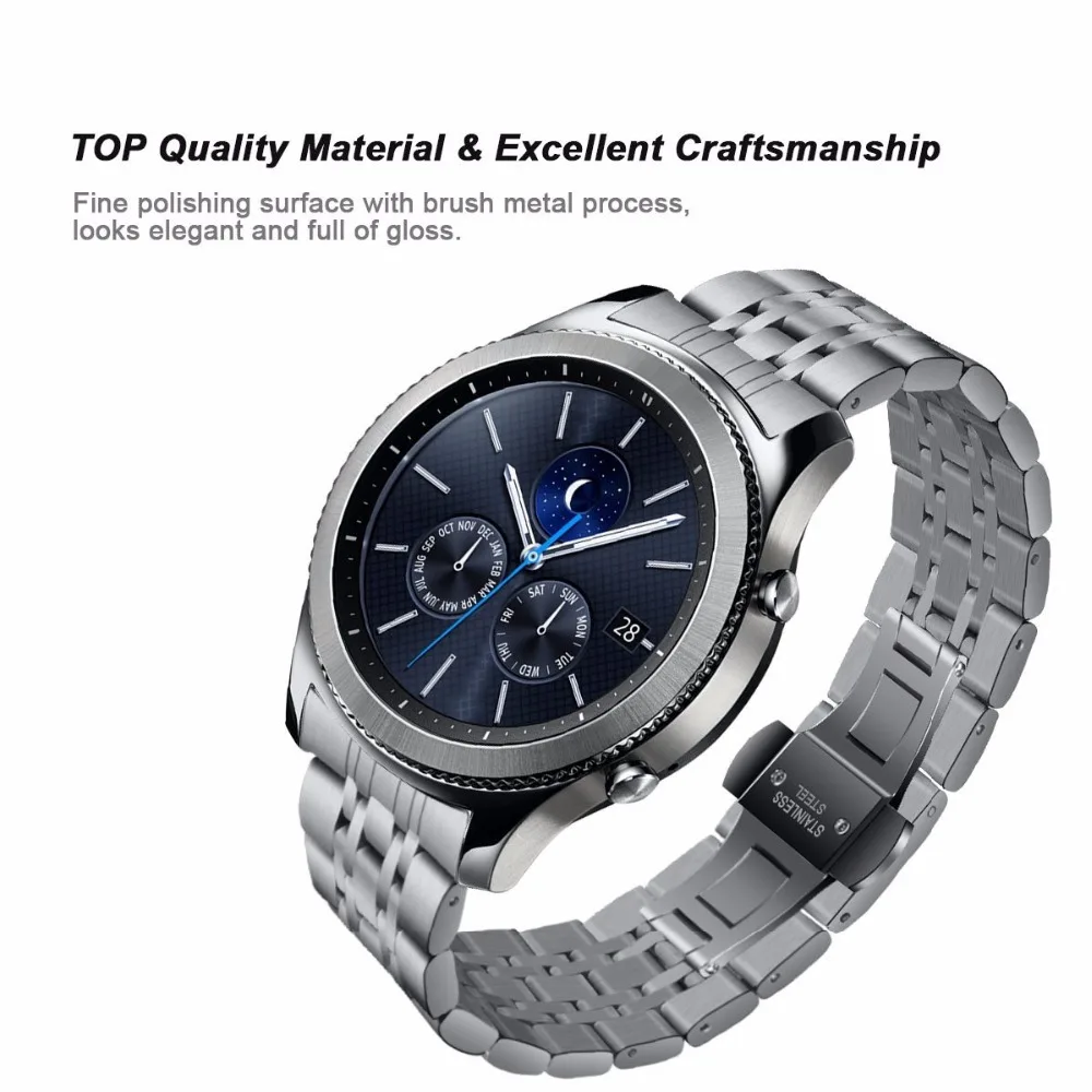 V-moro новейшие модные ремешки для часов для samsung gear S3 классический ремешок металлический браслет из нержавеющей стали gear S3 спортивные умные ремешки для часов